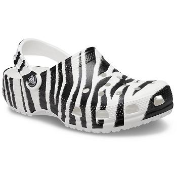 Crocs Classic Animal Print Clog Biele / Cierne - Damske Dreváky